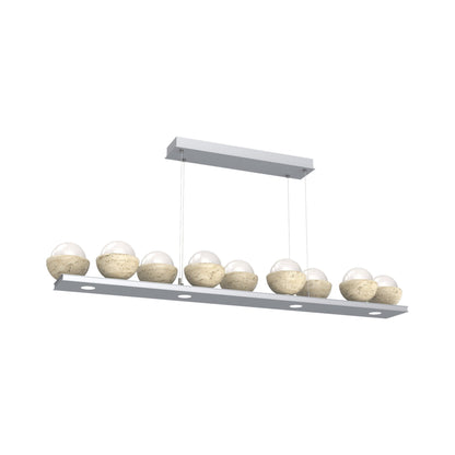 Cabochon White Linear LED Chandelier in Classic Silver/Travertine (58.8-Inch).