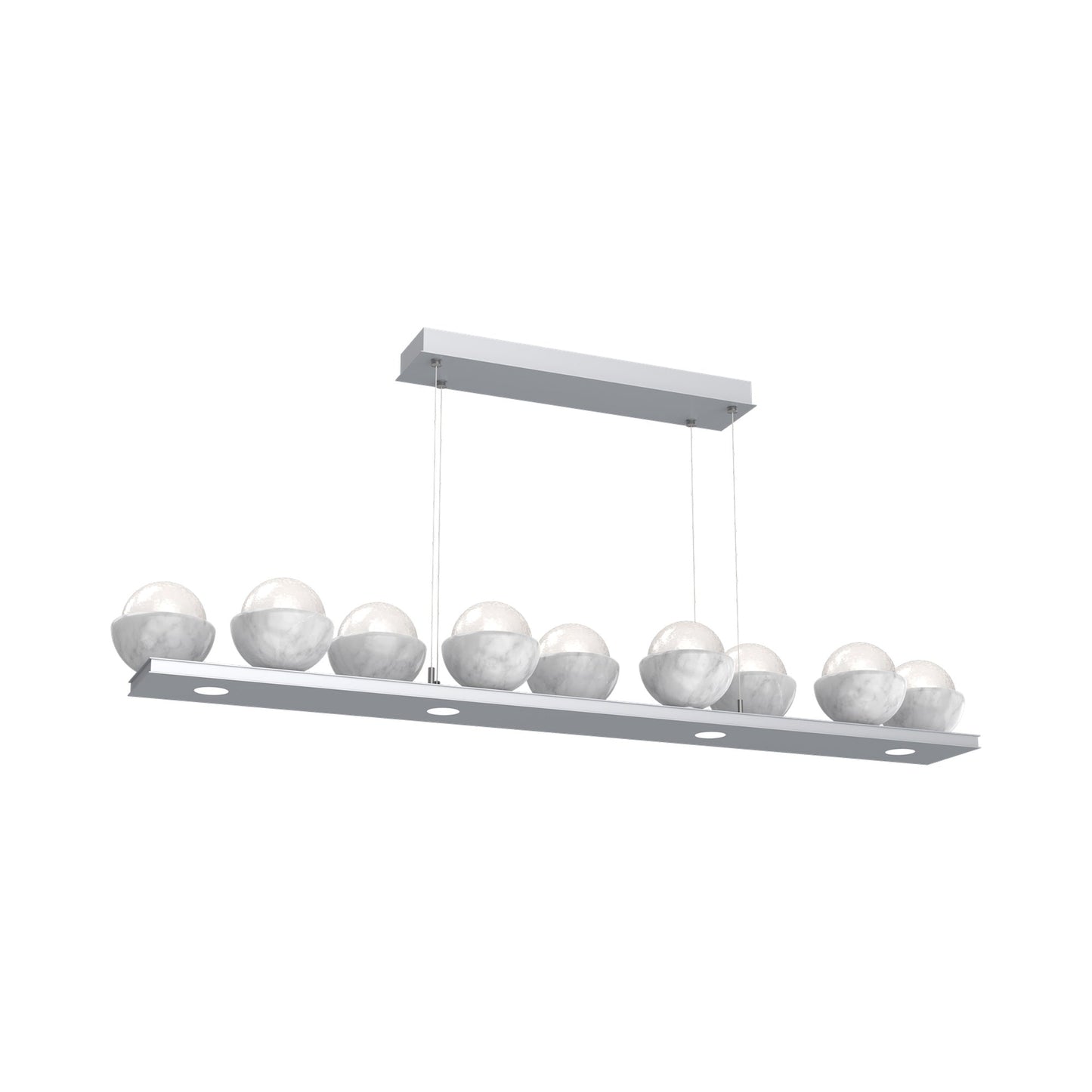 Cabochon White Linear LED Chandelier in Classic Silver/White Marble (58.8-Inch).
