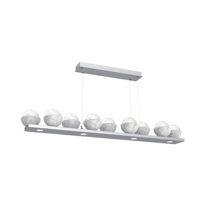Cabochon White Linear LED Chandelier in Classic Silver/White Marble (58.8-Inch).
