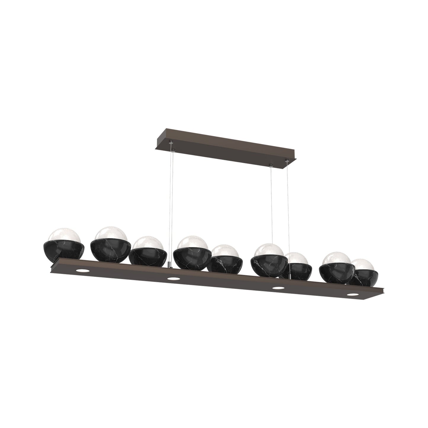 Cabochon White Linear LED Chandelier in Flat Bronze/Black Marble (58.8-Inch).