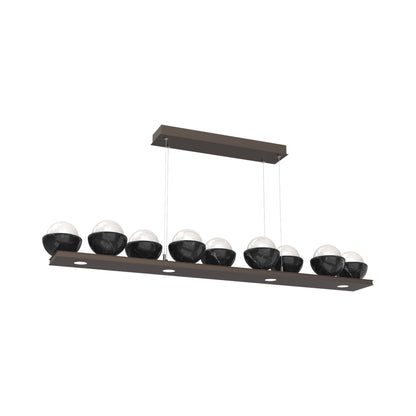 Cabochon White Linear LED Chandelier in Flat Bronze/Black Marble (58.8-Inch).