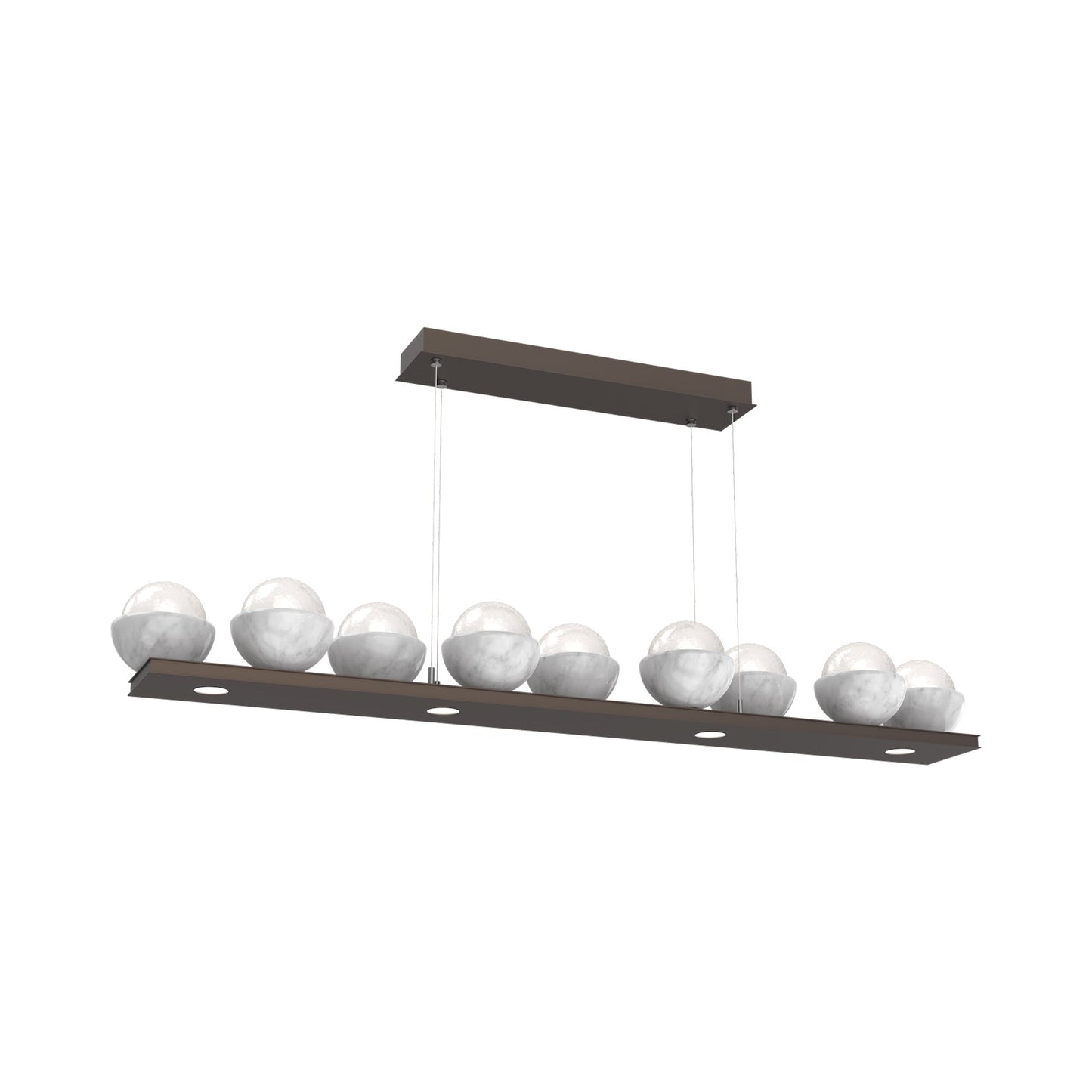 Cabochon White Linear LED Chandelier in Flat Bronze/White Marble (58.8-Inch).