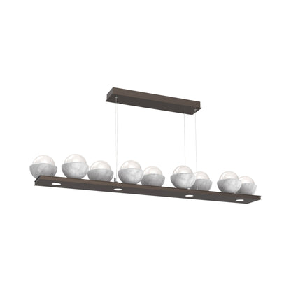 Cabochon White Linear LED Chandelier in Flat Bronze/White Marble (58.8-Inch).