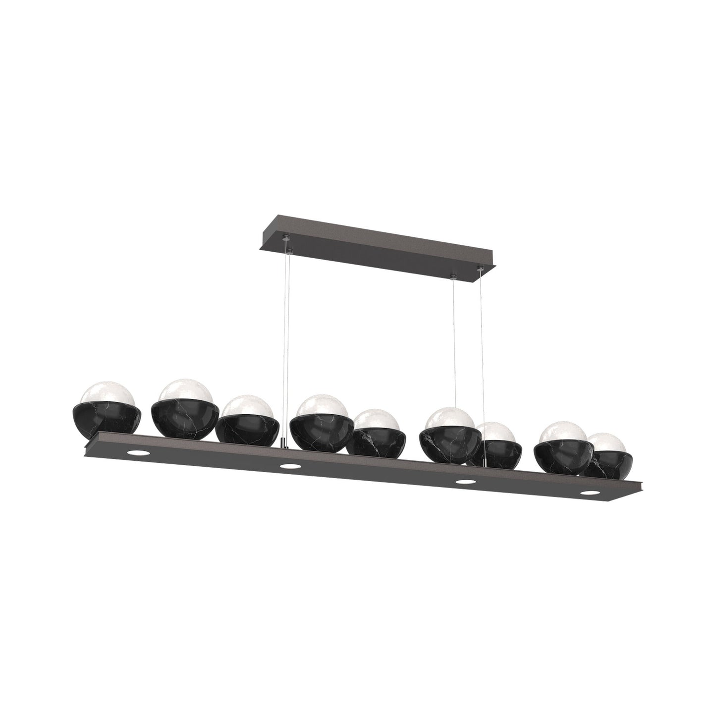 Cabochon White Linear LED Chandelier in Graphite/Black Marble (58.8-Inch).