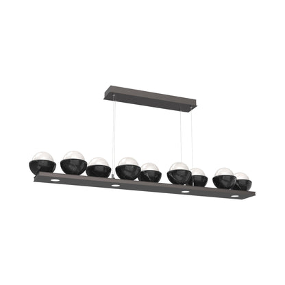 Cabochon White Linear LED Chandelier in Graphite/Black Marble (58.8-Inch).