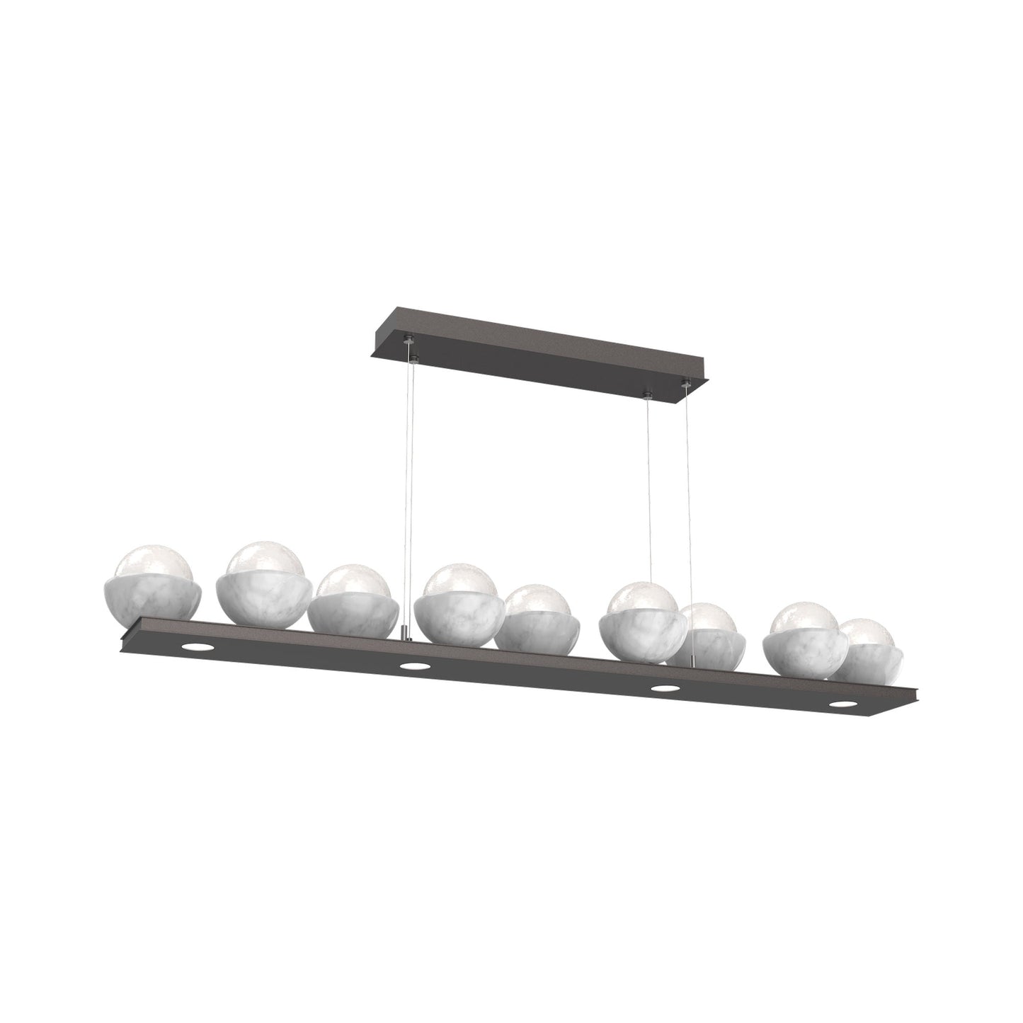 Cabochon White Linear LED Chandelier in Graphite/White Marble (58.8-Inch).