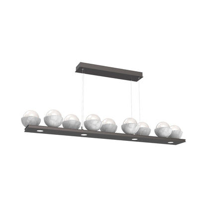 Cabochon White Linear LED Chandelier in Graphite/White Marble (58.8-Inch).