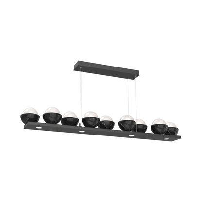 Cabochon White Linear LED Chandelier in Matte Black/Black Marble (58.8-Inch).