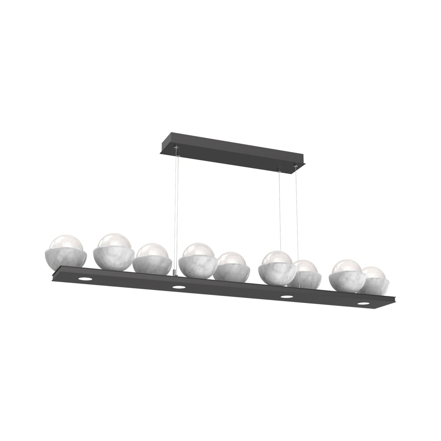 Cabochon White Linear LED Chandelier in Matte Black/White Marble (58.8-Inch).
