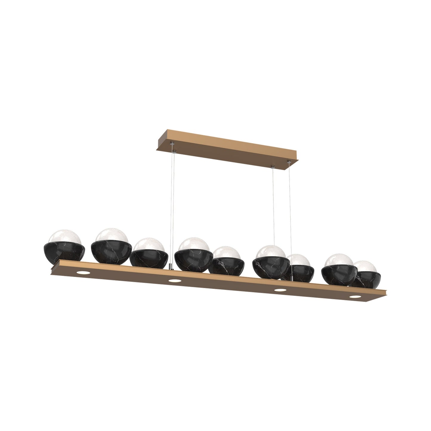 Cabochon White Linear LED Chandelier in Novel Brass/Black Marble (58.8-Inch).