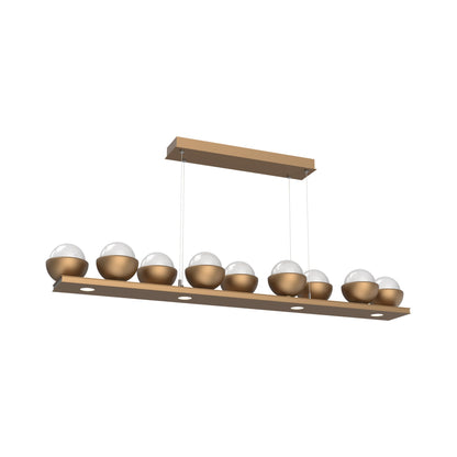 Cabochon White Linear LED Chandelier in Novel Brass/Matching Finish (58.8-Inch).