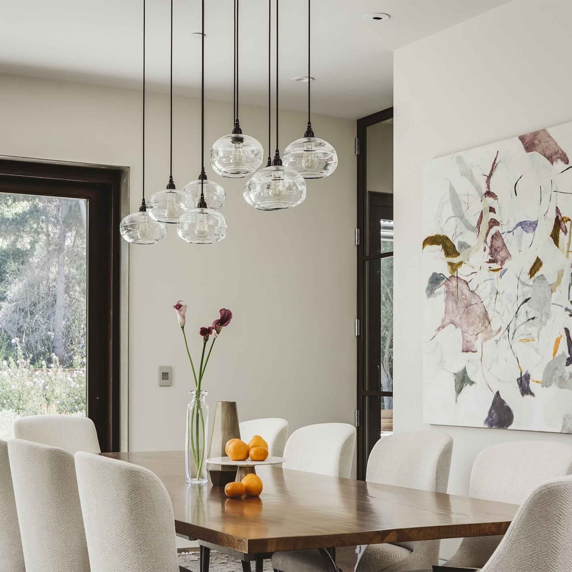 Coppa Round Multi Light Pendant Light in Dining Room.