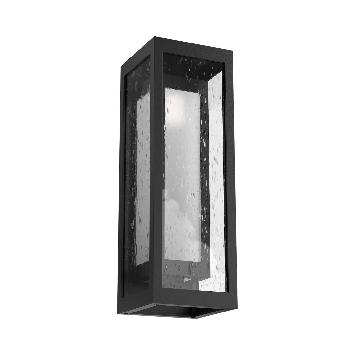 Double Box Cover Outdoor LED Wall Light in Textured Black (18-Inch).