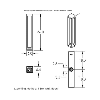 Double Box Cover Outdoor LED Wall Light - line drawing.