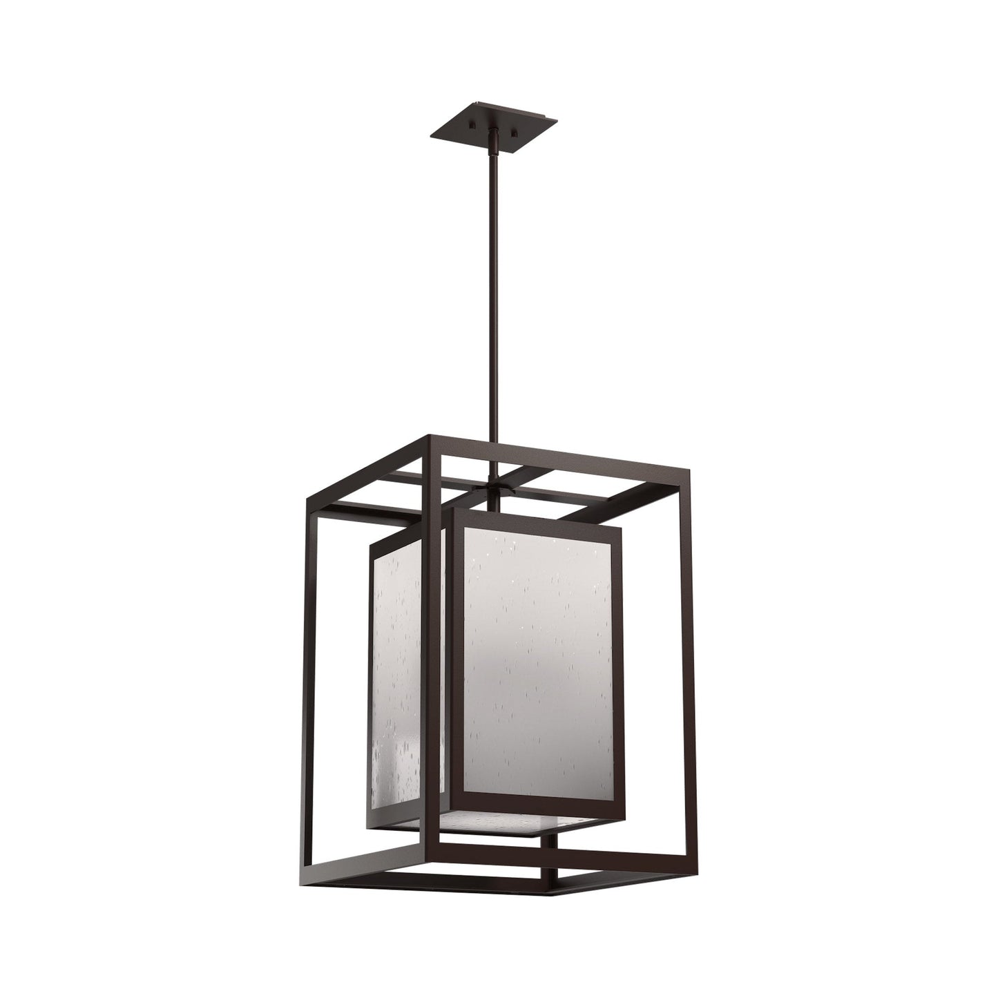Double Box Outdoor LED Pendant Light in Statuary Bronze.