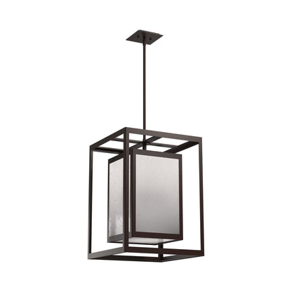 Double Box Outdoor LED Pendant Light in Statuary Bronze.