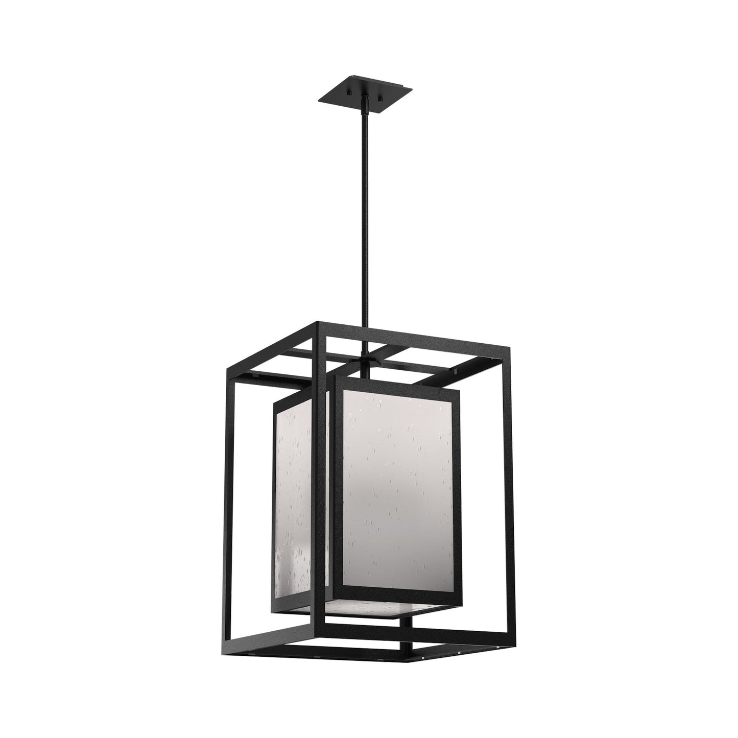 Double Box Outdoor LED Pendant Light in Textured Black.