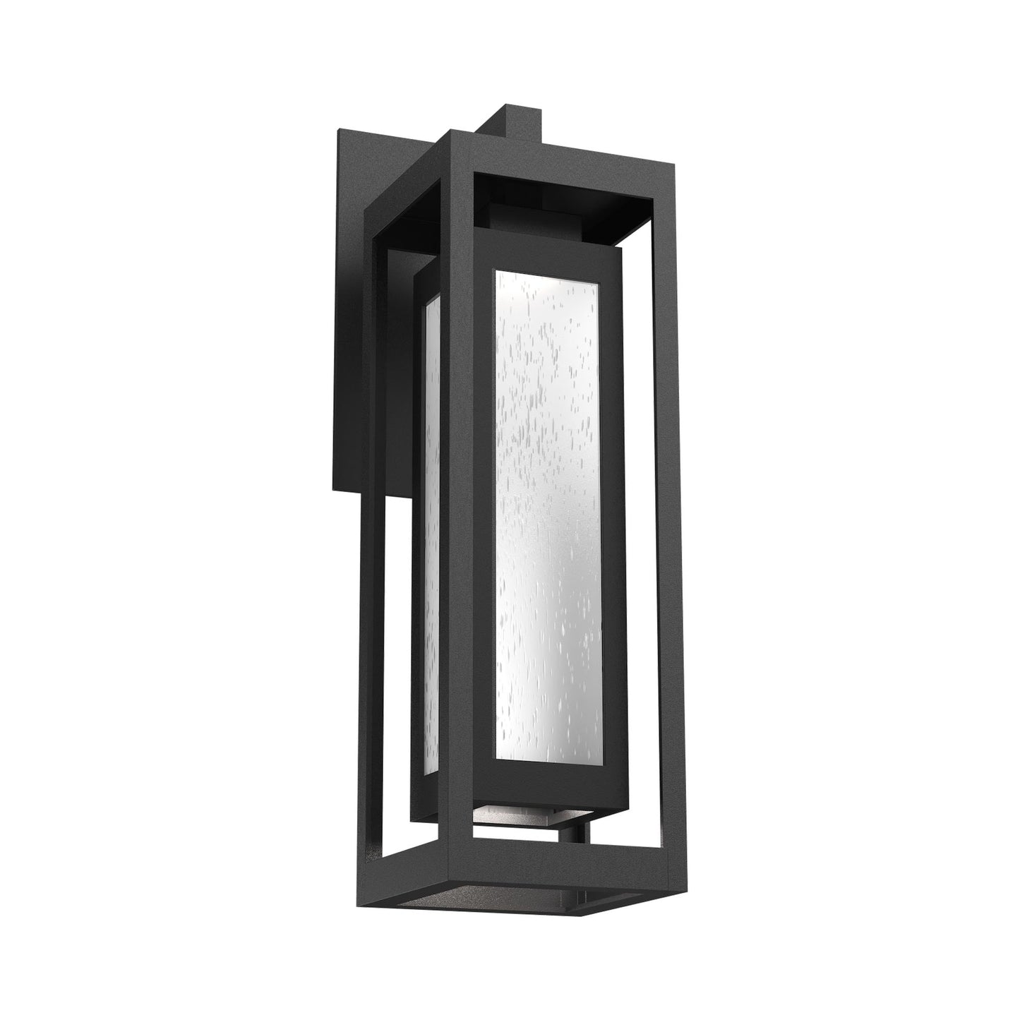 Double Box Outdoor LED Wall Light in Textured Black.