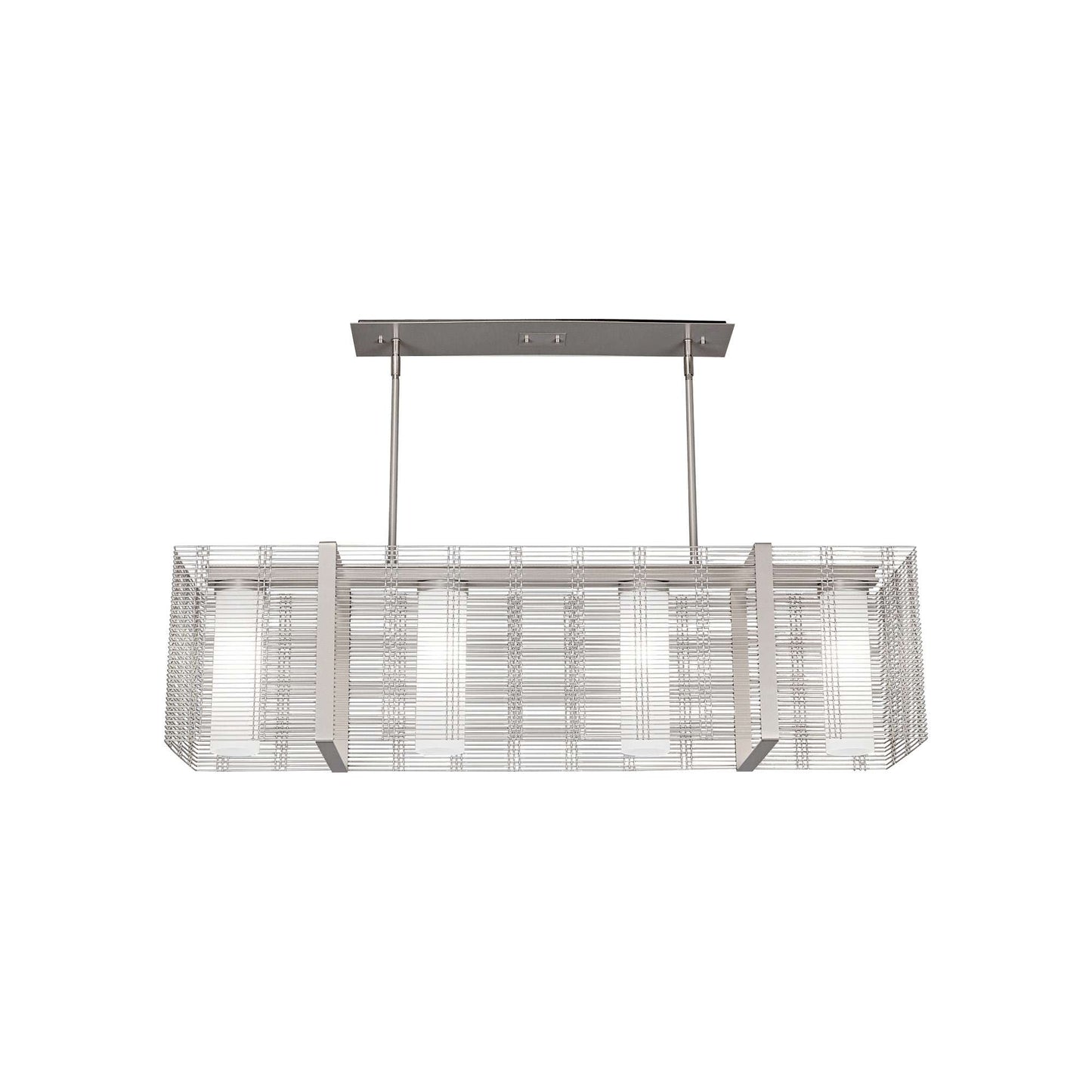 Downtown Mesh Linear LED Chandelier in Beige Silver (44.6-Inch).
