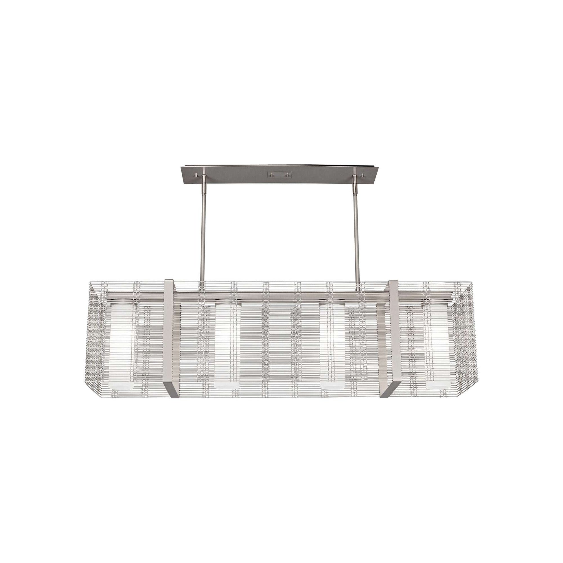 Downtown Mesh Linear LED Chandelier in Beige Silver (44.6-Inch).