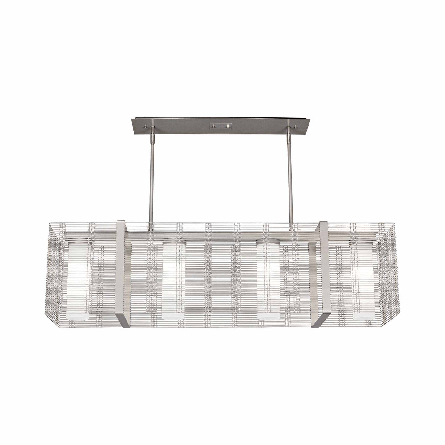 Downtown Mesh Linear LED Chandelier in Beige Silver (59.6-Inch).