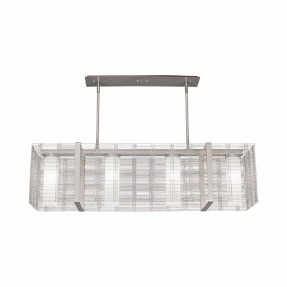 Downtown Mesh Linear LED Chandelier in Beige Silver (59.6-Inch).