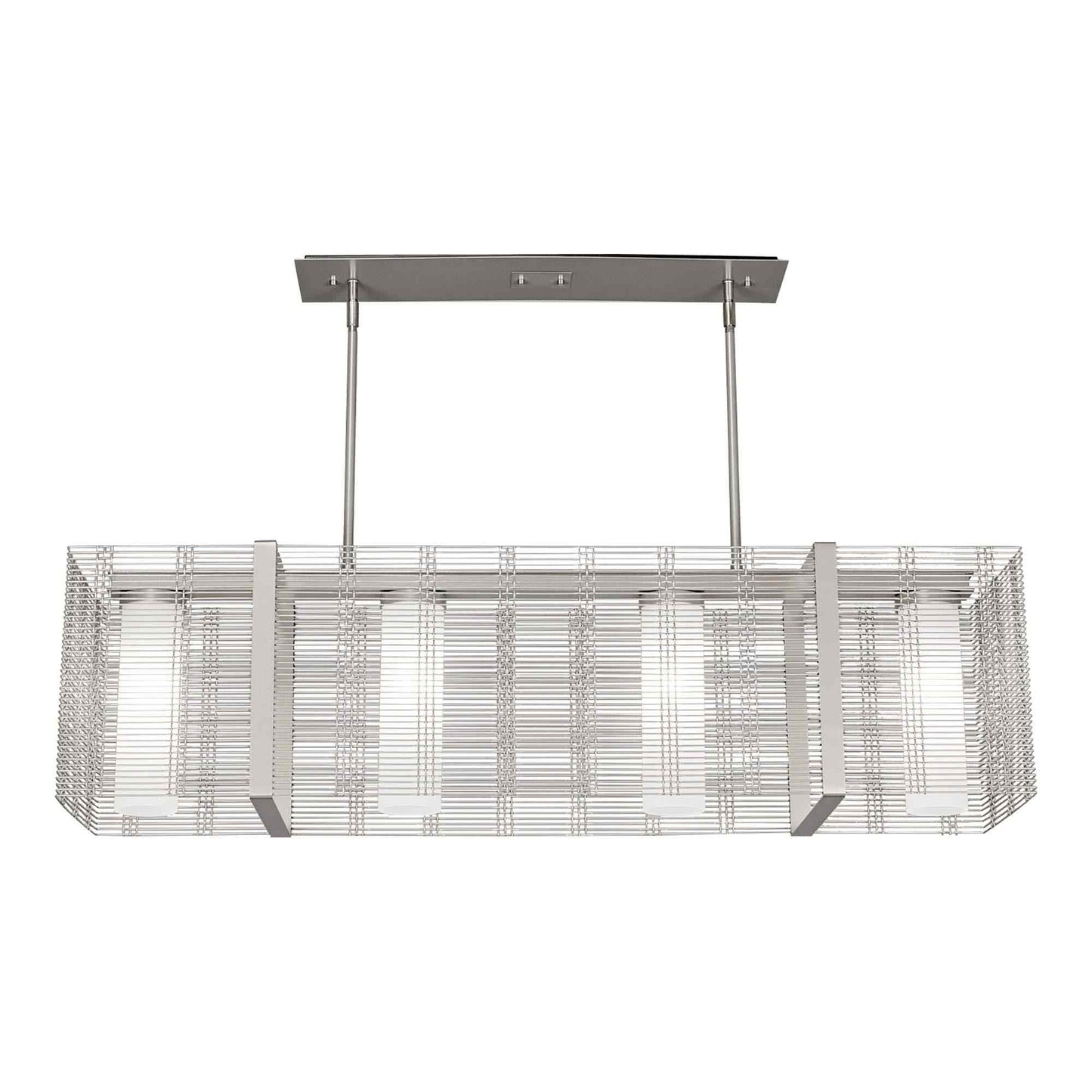 Downtown Mesh Linear LED Chandelier in Beige Silver (74.4-Inch).