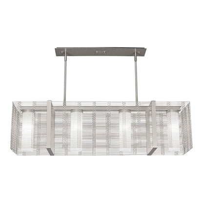 Downtown Mesh Linear LED Chandelier in Beige Silver (74.4-Inch).