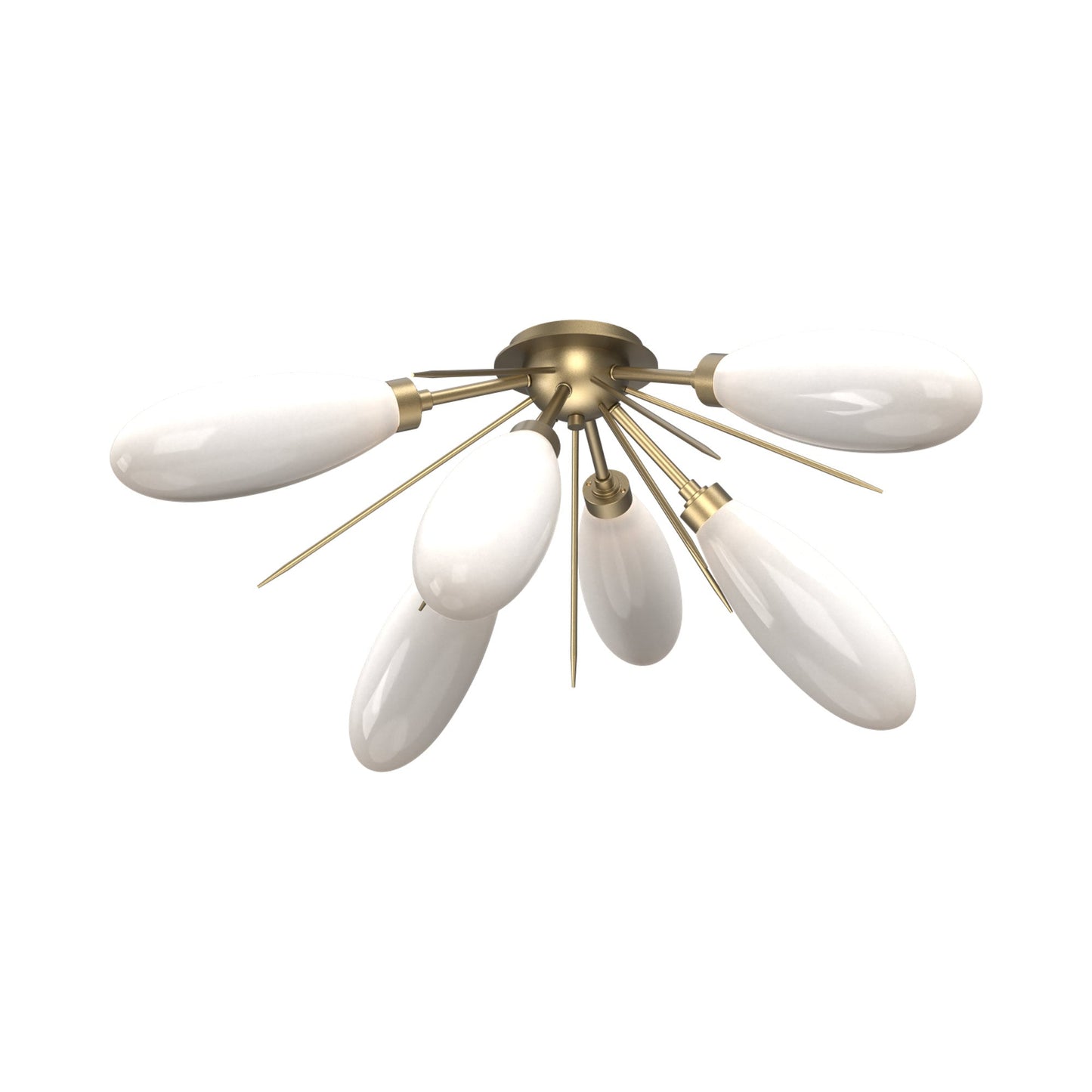 Fiori Starburst LED Flush Mount Ceiling Light in Gilded Brass.