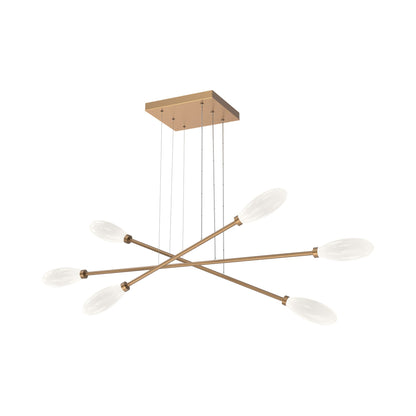Fiori Triple Moda Linear LED Chandelier in Novel Brass.