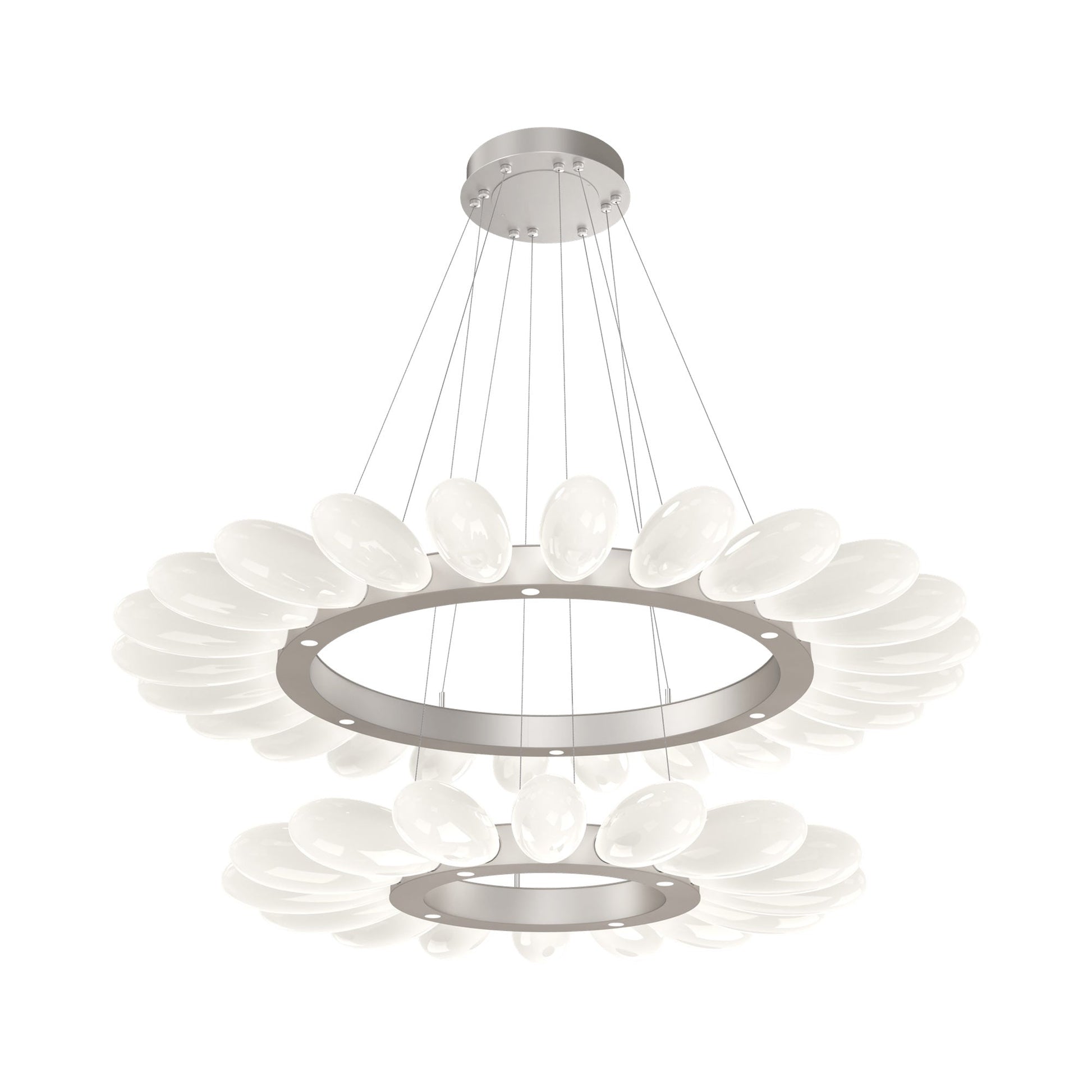 Fiori Two-Tier Radial Ring LED Chandelier in Beige Silver.
