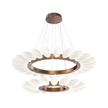 Fiori Two-Tier Radial Ring LED Chandelier in Burnished Bronze.