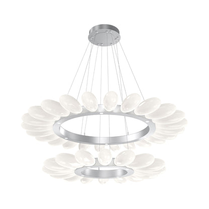 Fiori Two-Tier Radial Ring LED Chandelier in Classic Silver.
