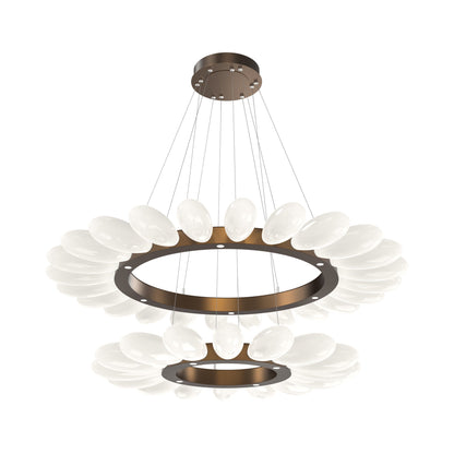 Fiori Two-Tier Radial Ring LED Chandelier in Flat Bronze.