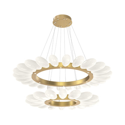 Fiori Two-Tier Radial Ring LED Chandelier in Gilded Brass.