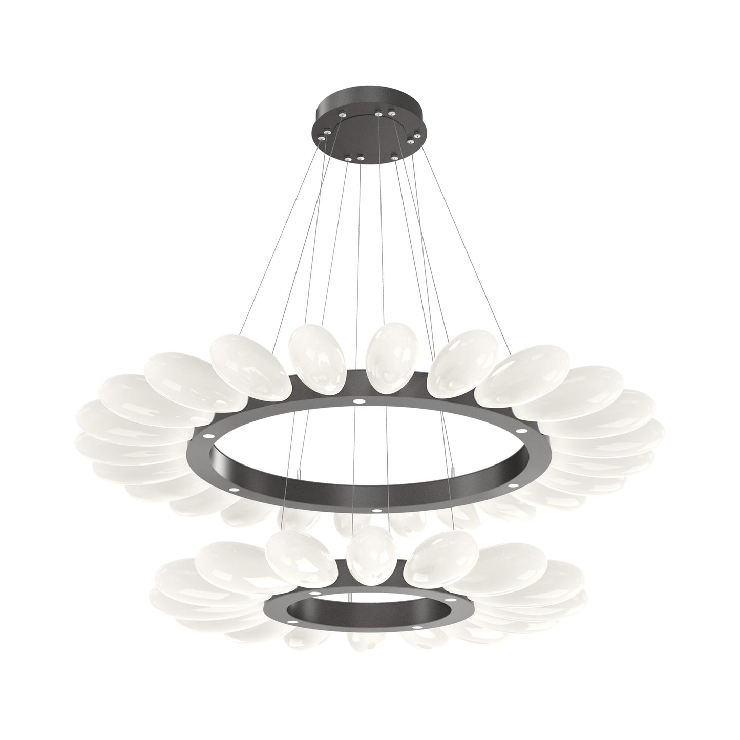 Fiori Two-Tier Radial Ring LED Chandelier in Graphite.