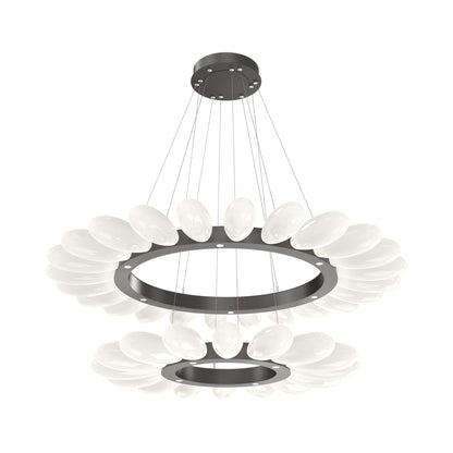Fiori Two-Tier Radial Ring LED Chandelier in Graphite.