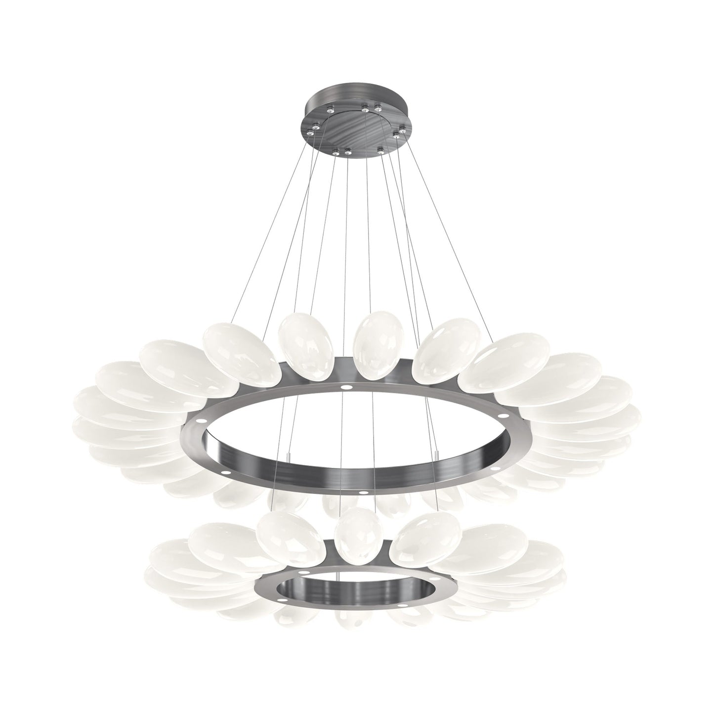 Fiori Two-Tier Radial Ring LED Chandelier in Gunmetal.