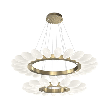 Fiori Two-Tier Radial Ring LED Chandelier in Heritage Brass.