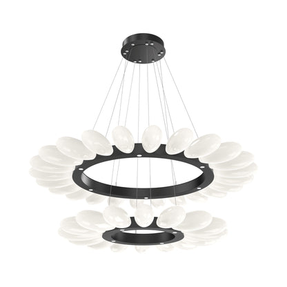 Fiori Two-Tier Radial Ring LED Chandelier in Matte Black.