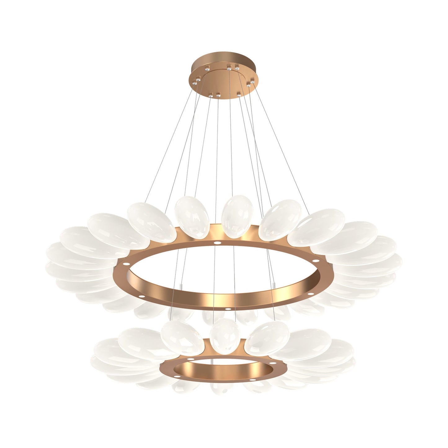 Fiori Two-Tier Radial Ring LED Chandelier in Novel Brass.