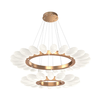Fiori Two-Tier Radial Ring LED Chandelier in Novel Brass.