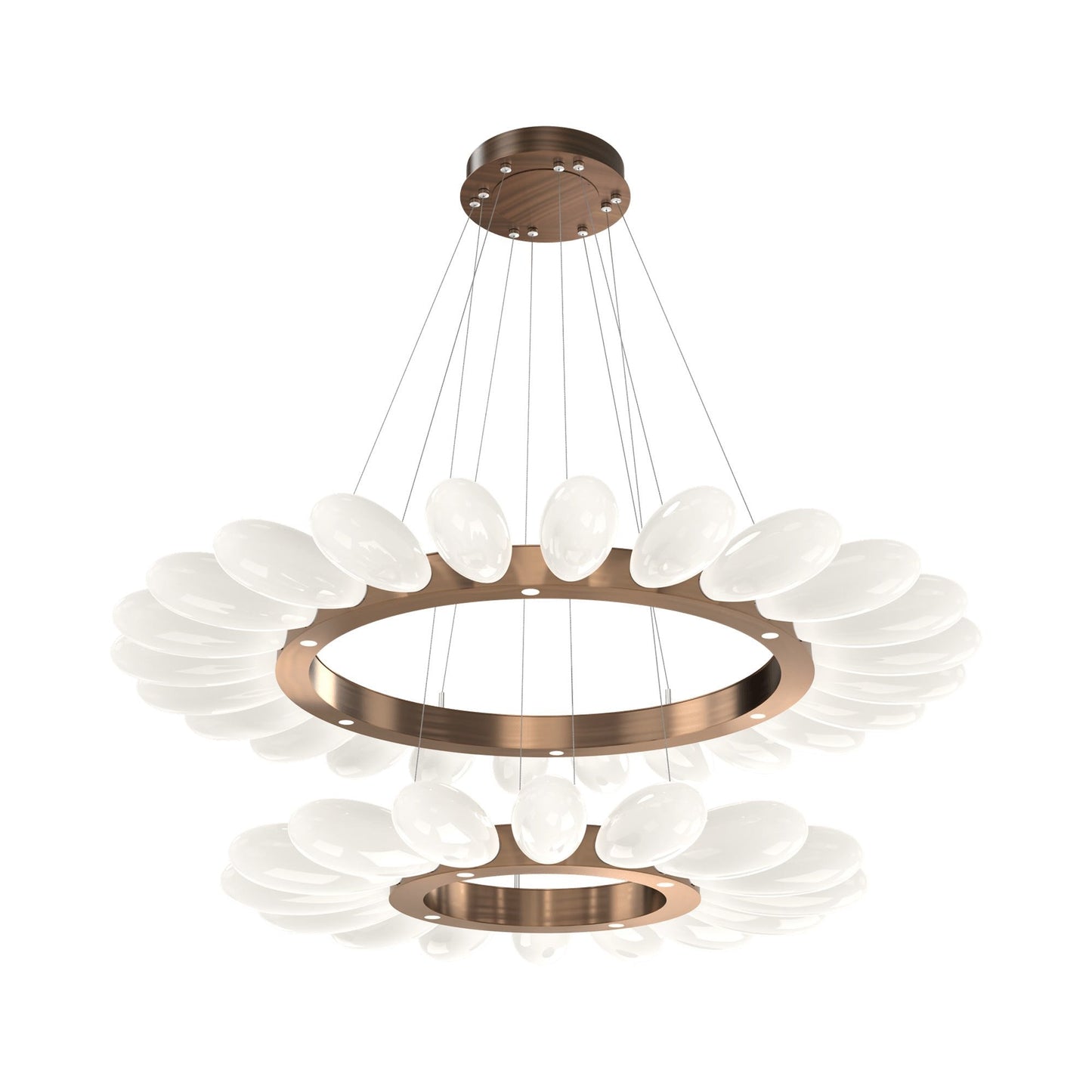 Fiori Two-Tier Radial Ring LED Chandelier in Oil Rubbed Bronze.