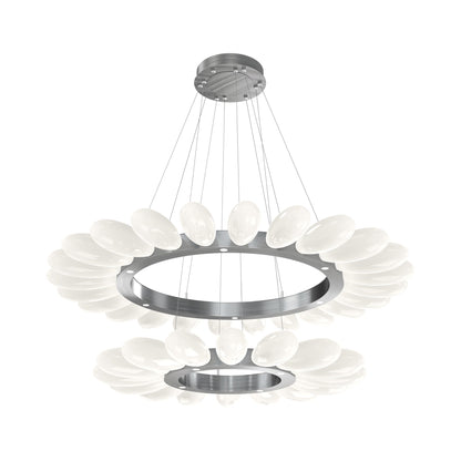Fiori Two-Tier Radial Ring LED Chandelier in Satin Nickel.