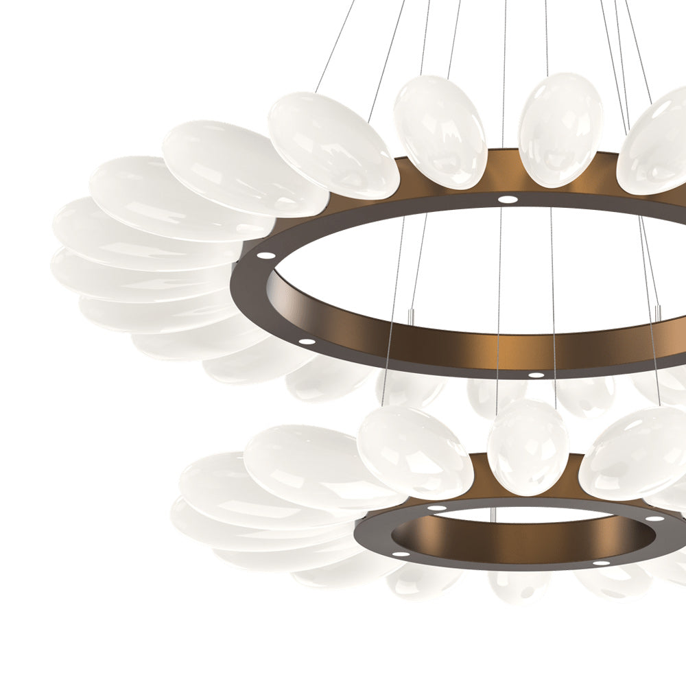 Fiori Two-Tier Radial Ring LED Chandelier in Detail.