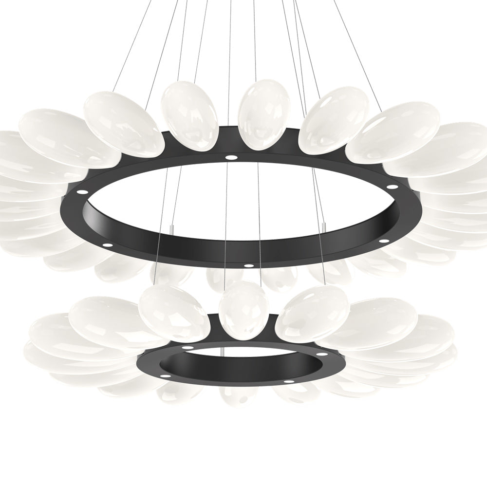 Fiori Two-Tier Radial Ring LED Chandelier in Detail.