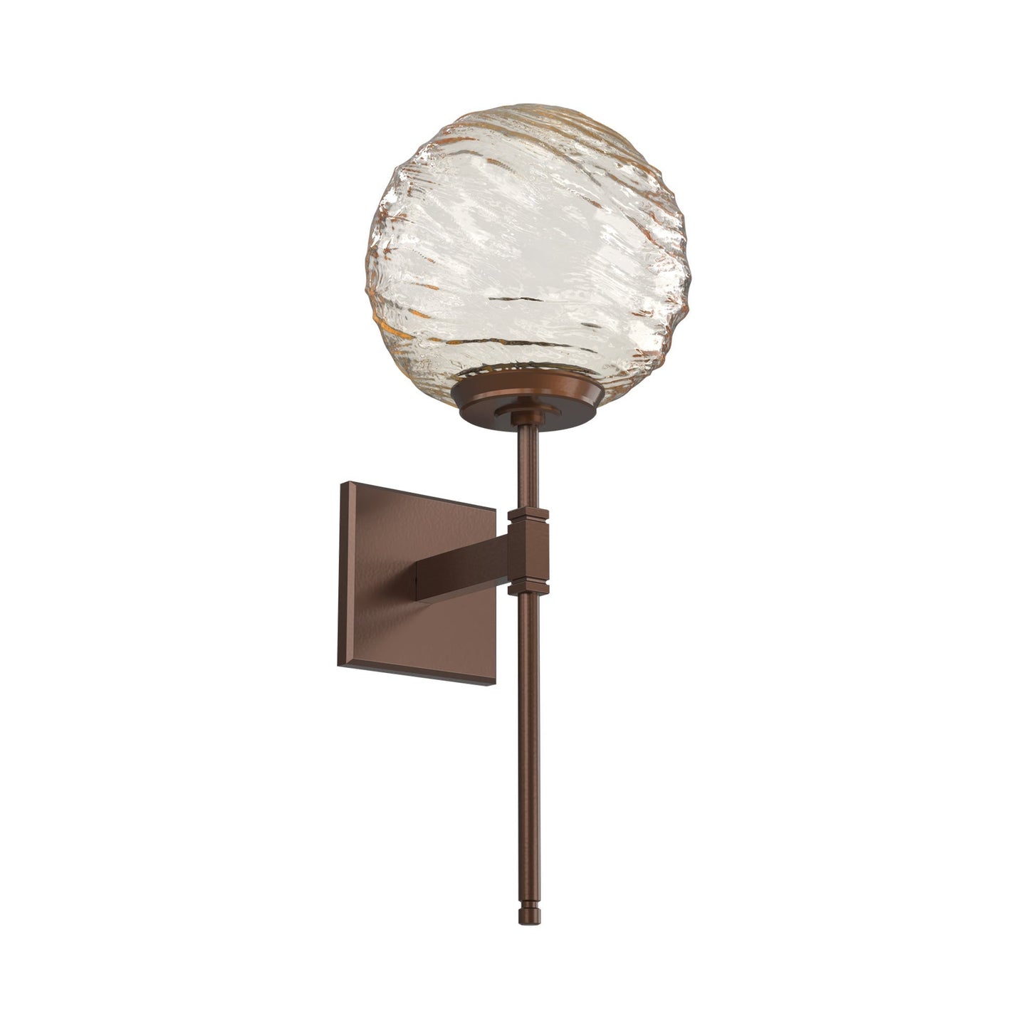 Gaia Belvedere LED Wall Light in Burnished Bronze/Amber Blown Glass.