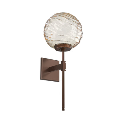 Gaia Belvedere LED Wall Light in Burnished Bronze/Amber Blown Glass.
