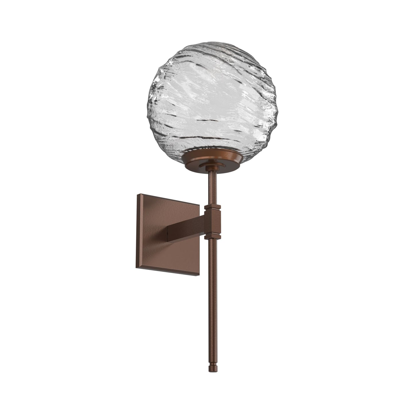 Gaia Belvedere LED Wall Light in Burnished Bronze/Clear Blown Glass.