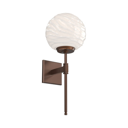 Gaia Belvedere LED Wall Light in Burnished Bronze/White Blown Glass.